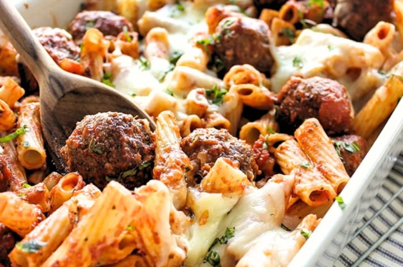 Meatball Marinara Pasta Bake