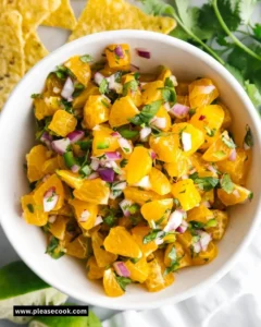 Bowl of fresh Mandarin Orange Salsa with colorful ingredients