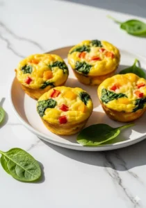 Delicious breakfast egg muffins filled with vegetables and cheese