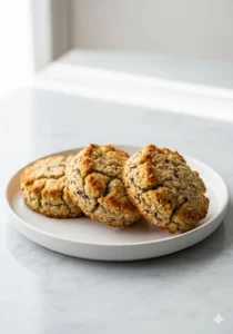 Homemade breakfast protein biscuits ready to be enjoyed with coffee.