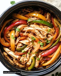 Delicious Crockpot chicken fajitas with vibrant peppers and spices
