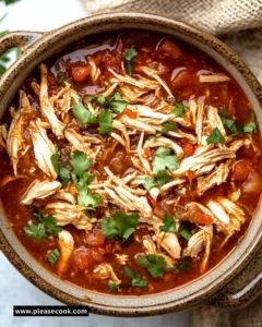 A bowl of flavorful Crockpot Salsa Chicken with vibrant salsa and tender chicken.