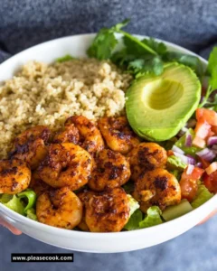 Shrimp Avocado Quinoa Bowl with fresh ingredients and vibrant colors