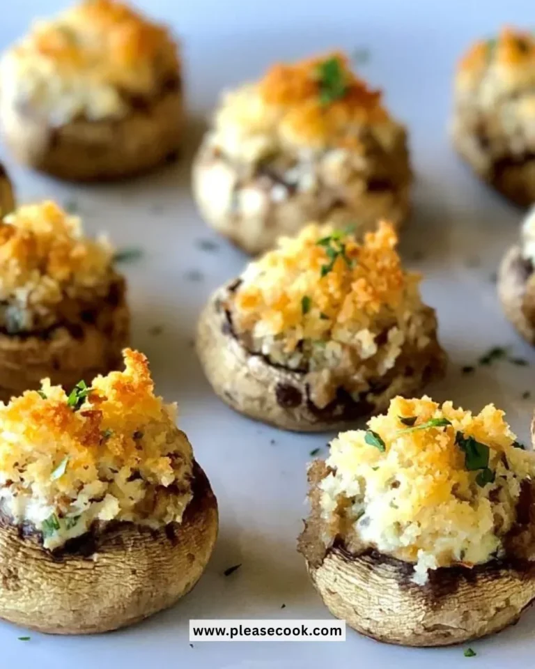 3-Cheese Stuffed Mushrooms on a platter, ready to serve as an appetizer.