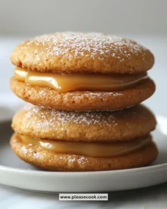Apple Cider Whoopie Pie Cookies drizzled with caramel sauce