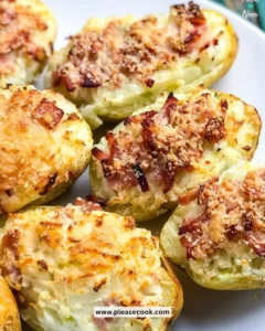 Bacon and cheese loaded potato skins garnished with green onions