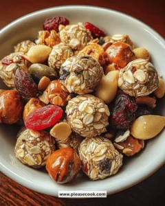 Delicious trail mix energy bites packed with nuts and dried fruits