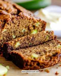 Loaf of BEST zucchini bread sliced and ready to serve
