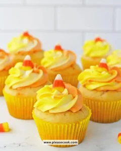 Delicious Candy Corn Cupcakes decorated for Halloween