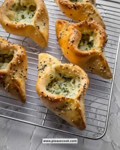 Freshly baked Cheese Fatayer filled with creamy cheese and herbs