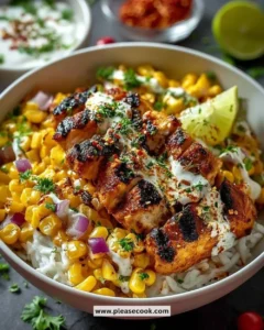 Delicious Chicken Street Corn Bowl with grilled chicken and corn toppings