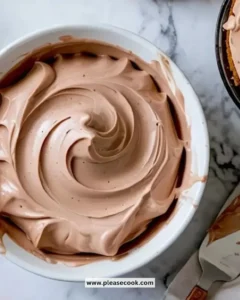 Delicious chocolate pudding frosting spread on a cake