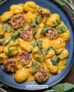 Creamy pumpkin gnocchi served with fresh herbs and parmesan cheese