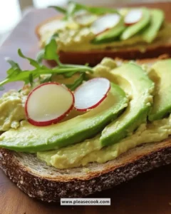 Delicious easy avocado hummus toast topped with seeds and herbs