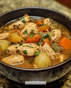 Delicious easy crockpot chicken stew with vegetables in a bowl