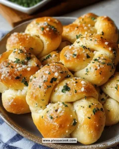 Freshly made easy Garlic Butter Knots with melted butter and garlic