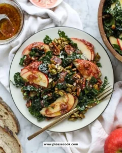 Honeycrisp apple kale salad with nuts and dressing