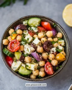 Mediterranean Chickpea Salad with fresh vegetables and herbs