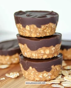 No Bake Peanut Butter Oat Cups with oats and peanut butter