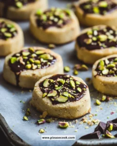 Delicious pistachio shortbread cookies on a plate