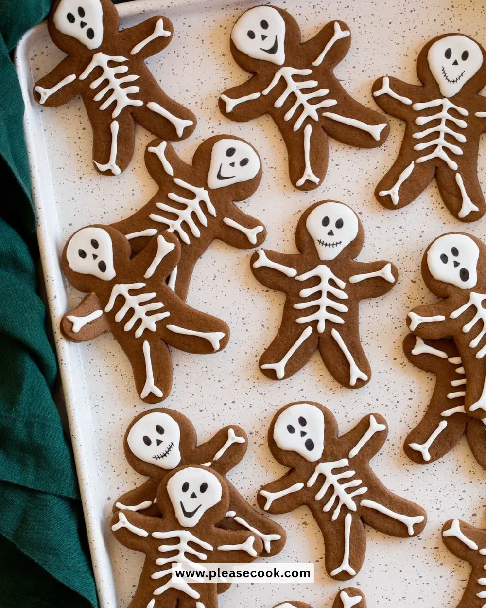 Skeleton Gingerbread Cookies decorated for Halloween