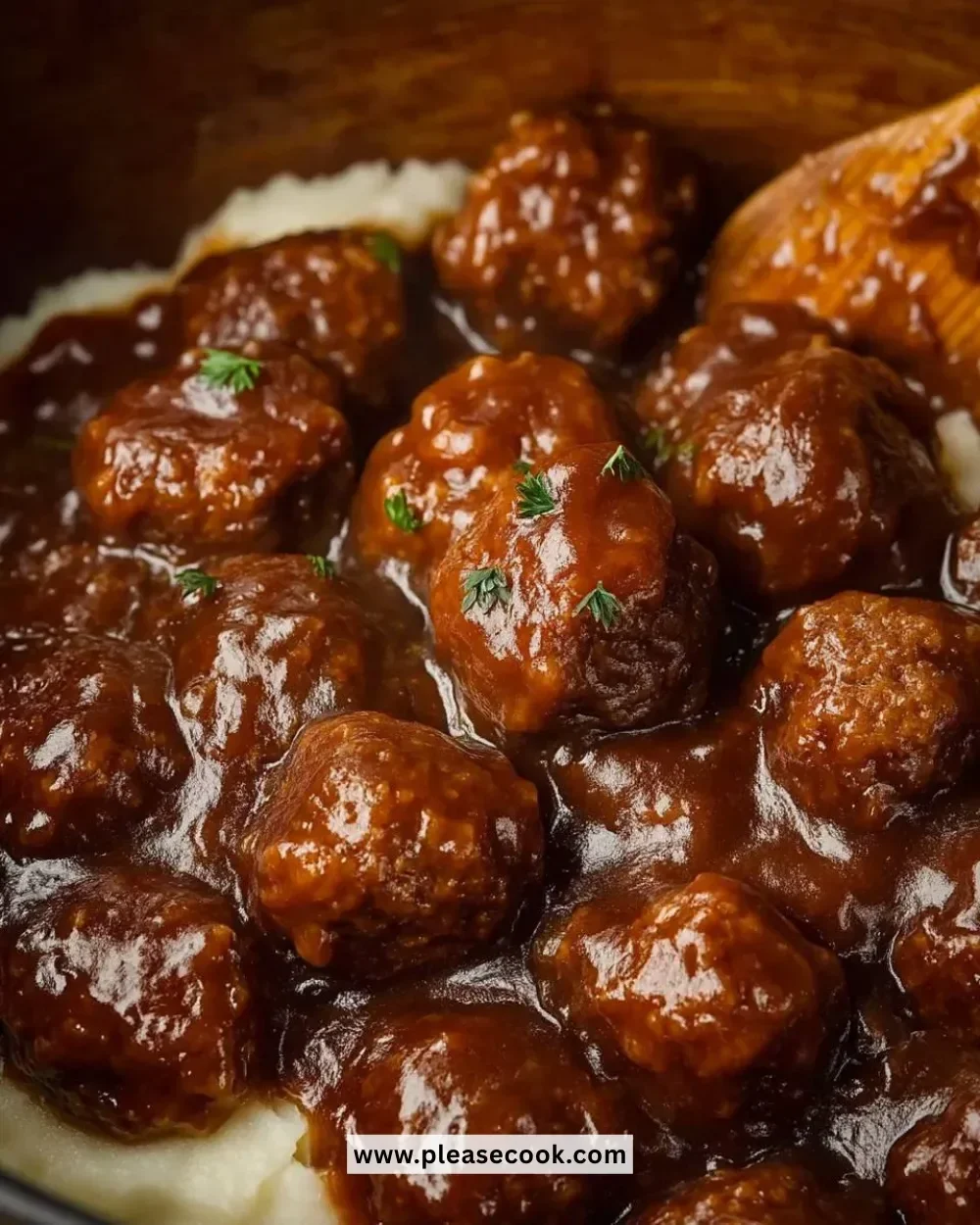 Hearty slow cooker Salisbury steak served on a plate