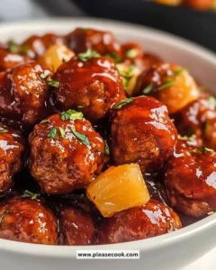 Plate of Sweet Chili Meatballs garnished with fresh herbs