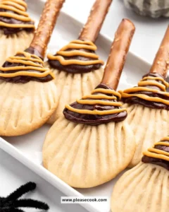 Delicious Witches Brooms Cookies decorated for Halloween