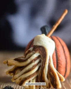 Plate of Witches' Brooms Puff Pastry for Halloween
