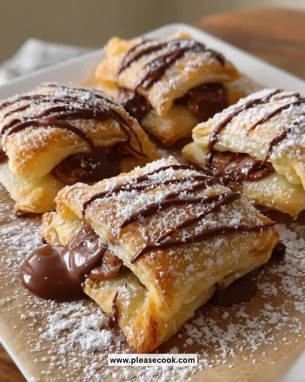 Delicious Air Fryer Snickers Pastries drizzled with chocolate and caramel