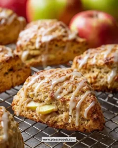 Delicious apple scones topped with a sweet maple glaze