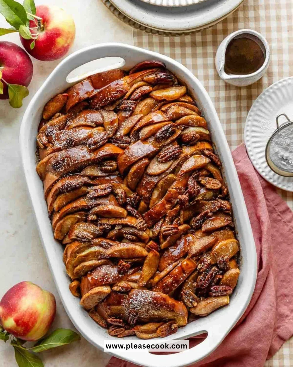 Delicious Baked Apple Cider French Toast with cinnamon and apples