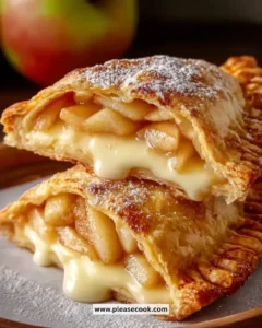 Cheesecake stuffed apple pies with a golden crust and creamy filling.
