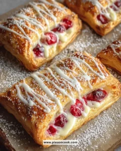 Freshly baked easy Cherry Danish Pastry on a plate