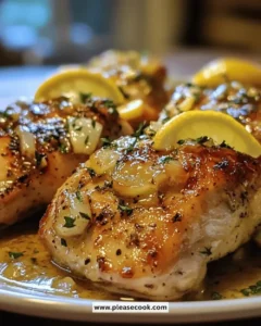 Deliciously cooked Crockpot Garlic Lemon Chicken with herbs