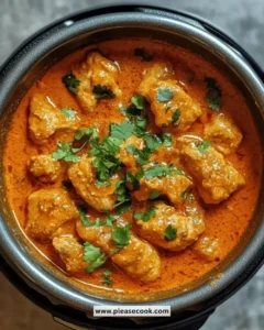 Easy Instant Pot Butter Chicken dish garnished with cilantro.
