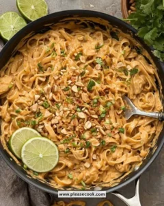 Bowl of easy peanut noodles garnished with vegetables and peanuts