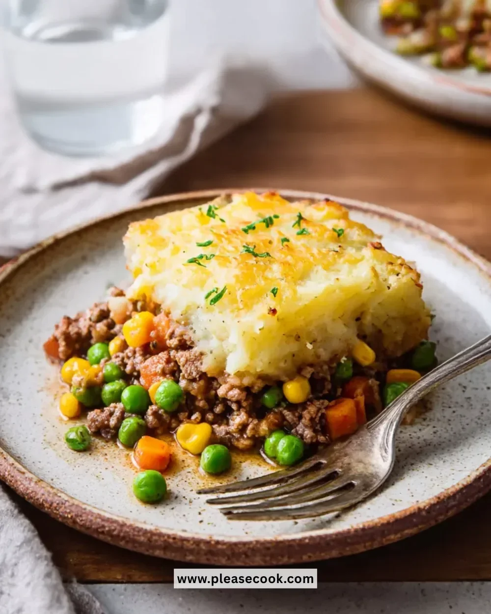 Easy Shepherd's Pie topped with creamy mashed potatoes and savory ground meat