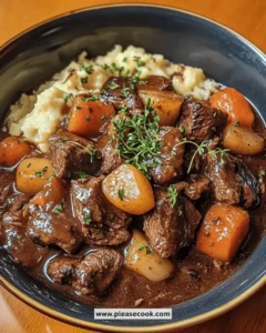 Delicious slow-cooker beef bourguignon served in a rustic bowl