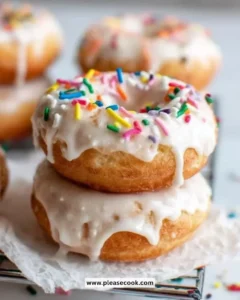 Batch of easy homemade vegan donuts with colorful toppings