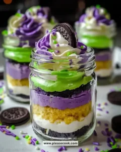 Delicious Beetlejuice Mini Trifles for Halloween parties
