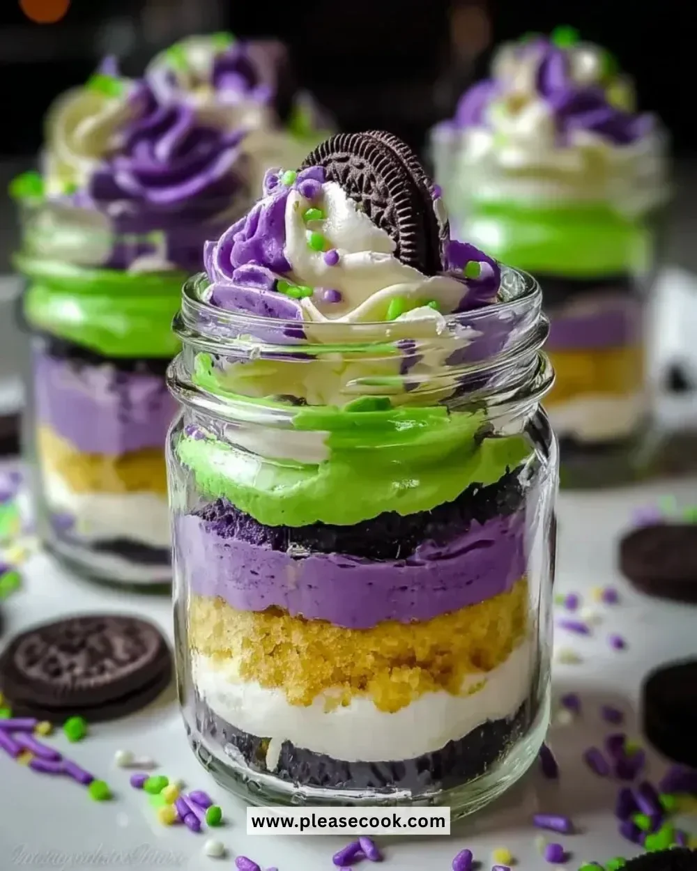 Delicious Beetlejuice Mini Trifles for Halloween parties