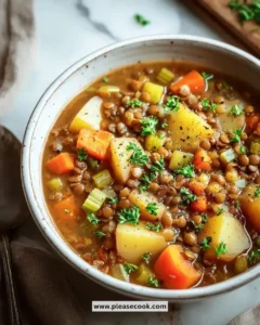Bowl of hearty vegan stew filled with vegetables and beans