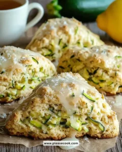 Delicious lemon zucchini scones on a rustic wooden table