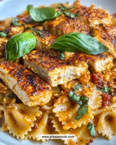 Vegan Marry Me Chicken Pasta dish served beautifully on a plate
