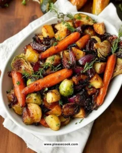 Bowl of colorful oven roasted vegetables including carrots, bell peppers, and zucchini.