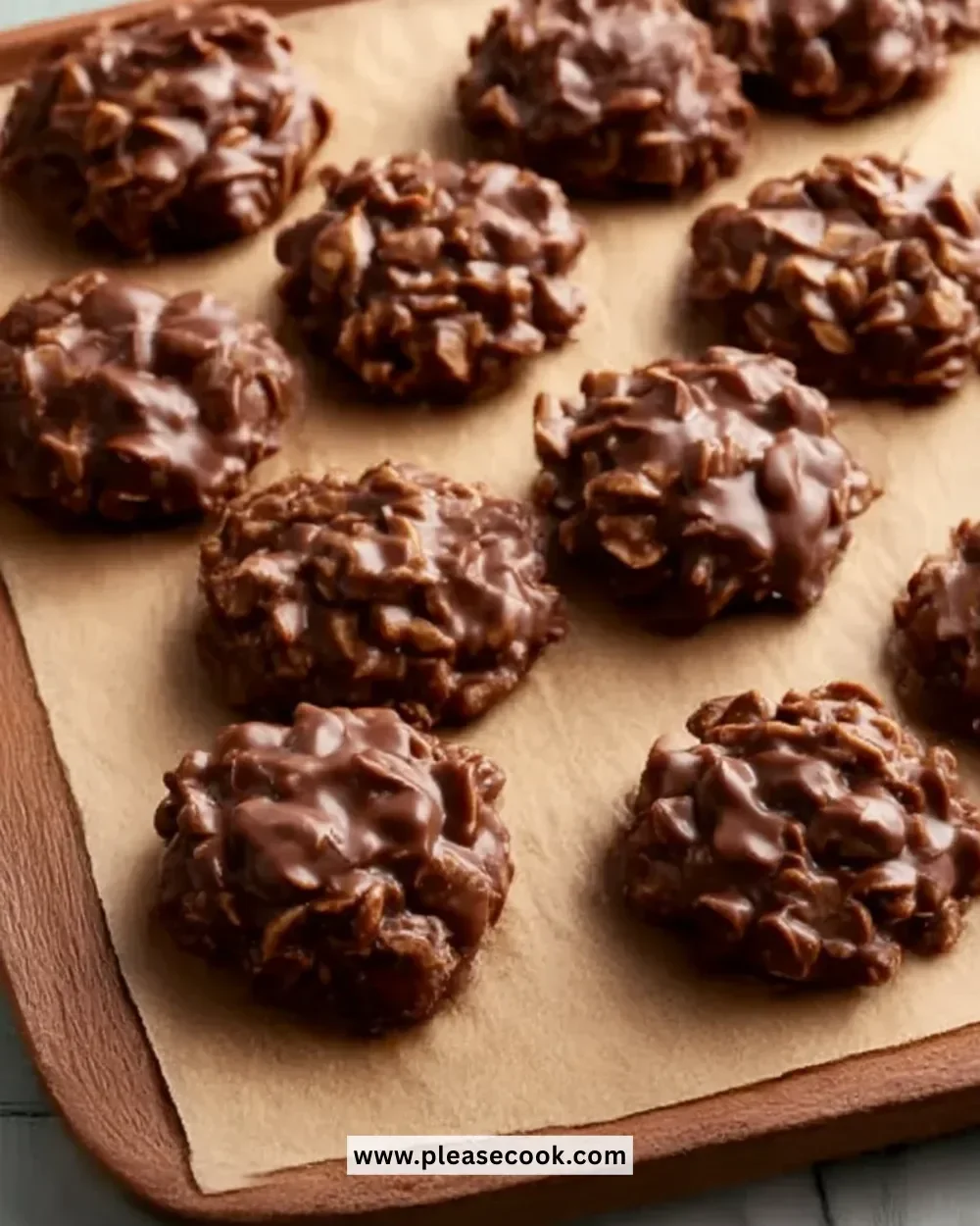 Delicious Peanut Butter-Chocolate No-Bake Cookies ready to be enjoyed