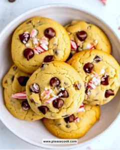 Baking fresh peppermint chocolate chip cookies with minty flavor and chocolate chips.