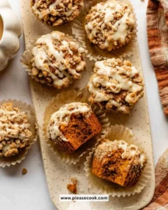 Delicious Pumpkin Crumb Cake Muffins with a streusel topping