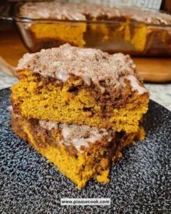 Delicious sourdough pumpkin coffee cake served on a plate